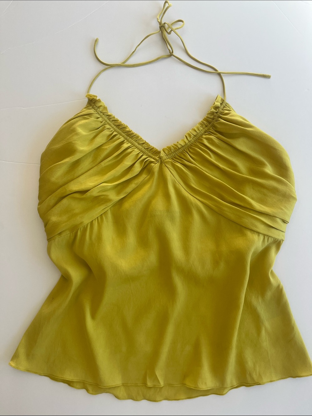 Club Monaco Silk Spaghetti Strap halter Top in Citrine Size Medium